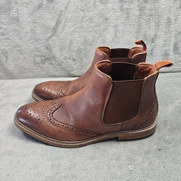 Florsheim Chelsea Brown Leather Wingtip Pull On Ankle Boots Mens Size 8 M - Picture 3 of 12